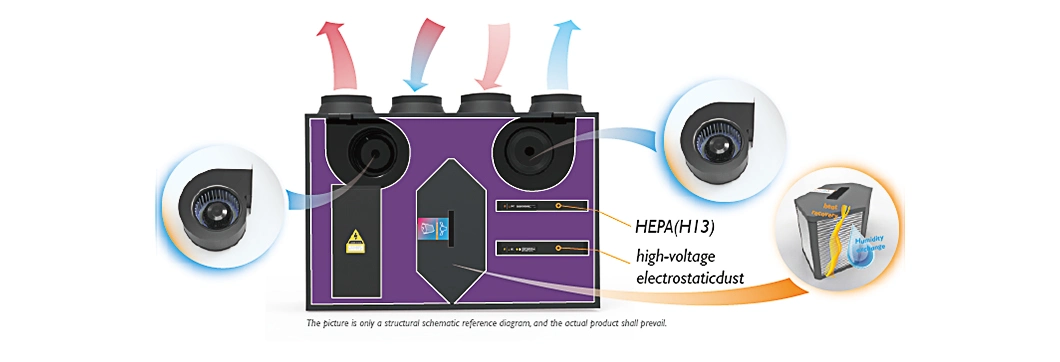 Home 250m3/H Vertical Type Heat Recovery Ventilator Air Recuperator Hrv Erv Energy Recovery Ventilation System