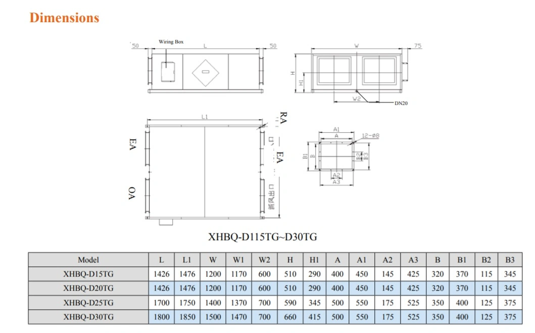 Holtop Light Commercial Erv Ceiling Suspended Erv Energy Recovery Ventilation System