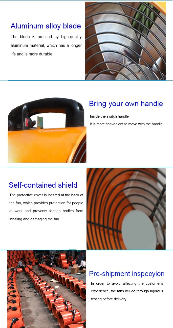 9.5 Inch Industrial Portable Ducted Fan Used for Ventilation in Tunnel Air
