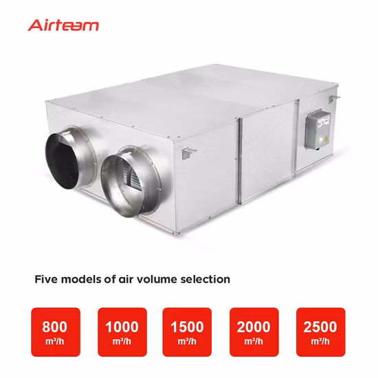 Filtro de aire comercial popular Suministro de aire fresco Hrv/Erv Ventilador para condiciones climáticas extremas